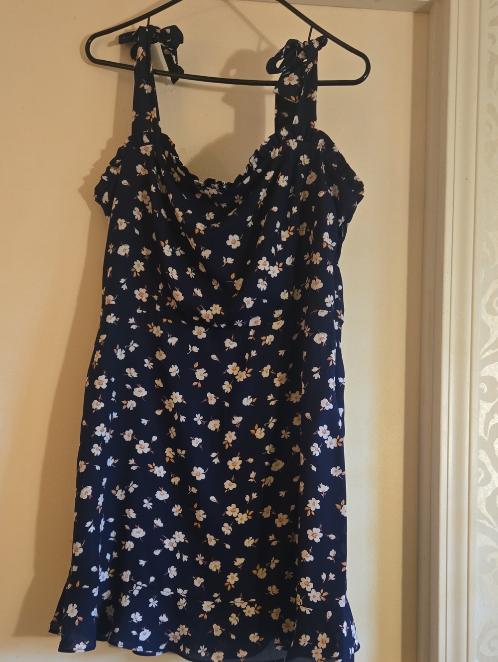 Socialite Navy Floral Tie-Shoulder Mini Dress